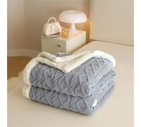Chickwin Tinta Unita Coperta Pile Sherpa, Jacquard Coperta Spessa Invernale Coperta Calda Microfibra Divano Fluffy Super Morbida per Letto Singolo Matrimoniale (70x100cm,Blu Pallido)
