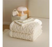 Chickwin Tinta Unita Coperta Pile Sherpa, Jacquard Coperta Spessa Invernale Coperta Calda Microfibra Divano Fluffy Super Morbida per Letto Singolo Matrimoniale (200x230cm,Bianco Crema)