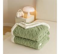 Chickwin Tinta Unita Coperta Pile Sherpa, Jacquard Coperta Spessa Invernale Coperta Calda Microfibra Divano Fluffy Super Morbida per Letto Singolo Matrimoniale (70x100cm,Verde)