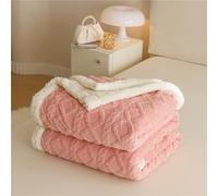 Chickwin Tinta Unita Coperta Pile Sherpa, Jacquard Coperta Spessa Invernale Coperta Calda Microfibra Divano Fluffy Super Morbida per Letto Singolo Matrimoniale (180x200cm,Rosa)