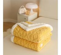Chickwin Tinta Unita Coperta Pile Sherpa, Jacquard Coperta Spessa Invernale Coperta Calda Microfibra Divano Fluffy Super Morbida per Letto Singolo Matrimoniale (180x200cm,Giallo)