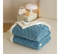 Chickwin Tinta Unita Coperta Pile Sherpa, Jacquard Coperta Spessa Invernale Coperta Calda Microfibra Divano Fluffy Super Morbida per Letto Singolo Matrimoniale (180x200cm,Blu)