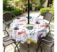 Chickwin Tovaglia Rotondo Impermeabile con Foro per Ombrellone (Bianco viola 818a0,122cm)