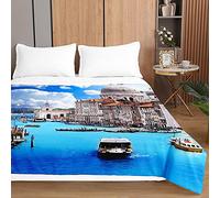 Chickwin Trapuntino Copriletto Matrimoniale Singolo, Città Stampa Coperta Primaverile Trapunta Estivo Trapuntato Goffrato Coperta Leggera per Camera da Letto (100x150cm,Venezia)