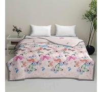 Chickwin Trapuntino Estivo Copriletto Matrimoniale Singolo, Reversibile Microfibra Comodo Leggero Coperta Trapunta Lavabile Cotone Trapuntato Coperta Camera da Letto (Farfalla rosa,120x150cm)