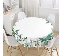 Chickwing Chickw11 Tovaglia Rotonda Bianca con Stampa Piante Moderne, Impermeabile, Antimacchia, Riutilizzabile, in Poliestere, Decorazione da Tavolo Rotonda per Casa Giardino (Le Foglie,200cm)