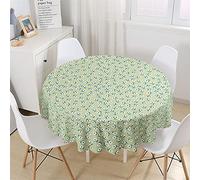 Chickwing Chickw11 Tovaglia Rotonda Bianca con Stampa Piante Moderne, Impermeabile, Antimacchia, Riutilizzabile, in Poliestere, Decorazione da Tavolo Rotonda per Casa Giardino (Margherita,200cm)