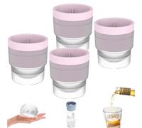 Chiclify Ice Ball, Chiclify Ice Ball Molds, Silicone Ices Balls Mold, Reusable Non-BPA Premium Silicone, Easy-Release, Fast Freeze, for Whiskey & Cocktails on the Rocks (Pink,4pcs)