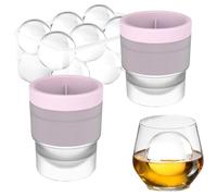 Chiclify Ice Ball Maker Mold, 2.5 Inch Reusable Silicone Large DIY Round Ice Cube Mold, Stackable Easy-Release Sphere Ice Maker with Lids, Bourbon Gifts for Men (Pink,2)