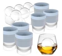 Chiclify Ice Ball Maker Mold, 2.5 Inch Reusable Silicone Large DIY Round Ice Cube Mold, Stackable Easy-Release Sphere Ice Maker with Lids, Bourbon Gifts for Men (Blue,6)