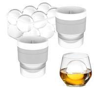 Chiclify Ice Ball Maker Mold, 2.5 Inch Reusable Silicone Large DIY Round Ice Cube Mold, Stackable Easy-Release Sphere Ice Maker with Lids, Bourbon Gifts for Men (White,2)
