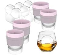 Chiclify Ice Ball Maker Mold, 2.5 Inch Reusable Silicone Large DIY Round Ice Cube Mold, Stackable Easy-Release Sphere Ice Maker with Lids, Bourbon Gifts for Men (Pink,4)