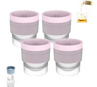 Chiclify Ice Ball Maker Mold, Chiclify Ice Ball Molds, Reusable Silicone Large DIY Round Ice Cube Mold for Bourbon Whiskey, Cocktails, Easy to Demould and Clean (Pink,4pcs)