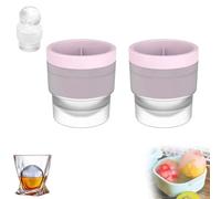Chiclify ice ball, Reusable Silicone Large DIY Round Ice Cube, 2.5 Inch Mold for Bourbon Whiskey, Cocktails, Easy to Demould and Clean, Bourbon Gifts for Men (Pink,2 Pcs)