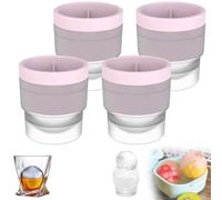 Chiclify ice ball, Reusable Silicone Large DIY Round Ice Cube, 2.5 Inch Mold for Bourbon Whiskey, Cocktails, Easy to Demould and Clean, Bourbon Gifts for Men (Pink,4 Pcs)