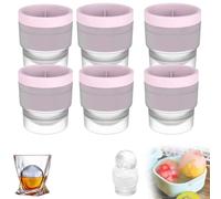Chiclify ice ball, Reusable Silicone Large DIY Round Ice Cube, 2.5 Inch Mold for Bourbon Whiskey, Cocktails, Easy to Demould and Clean, Bourbon Gifts for Men (Pink,6 Pcs)