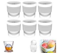 Chiclify ice ball, Reusable Silicone Large DIY Round Ice Cube, 2.5 Inch Mold for Bourbon Whiskey, Cocktails, Easy to Demould and Clean, Bourbon Gifts for Men (White,6 Pcs)