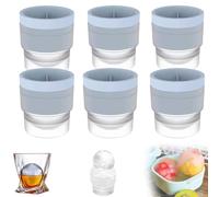 Chiclify ice ball, Reusable Silicone Large DIY Round Ice Cube, 2.5 Inch Mold for Bourbon Whiskey, Cocktails, Easy to Demould and Clean, Bourbon Gifts for Men (Blue,6 Pcs)