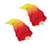 ChicLitonor 2 Pezzi di bambù Piegato a Mano con Sfumature di Colore per Costumi da Ballo, Rosso + Giallo