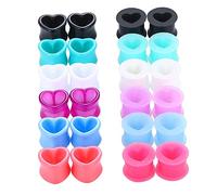 ChicLitonor 24 Pezzi di Dilatatori per Orecchie Sottili in Silicone a Forma di Cuore, Gioielli per Piercing, Tappi per Dilatare Le Orecchie