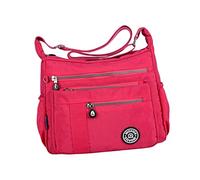 ChicLitonor Borsa a Tracolla Da Donna, Borsa a Tracolla Alla Moda, Borsa Da Donna, Borsa Tote in Nylon Impermeabile, Leggera E di Grande Capacità, Regalo per Le V, rosa rossa