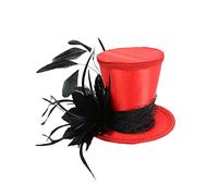 ChicLitonor Cappello a Cilindro Vintage con Piume, Cappello Magico da Donna, Costume Vittoriano Gotico in Tessuto con Piume, Funzione Adatta per Matrimoni, Feste, Nero