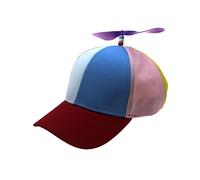 ChicLitonor Cappello da Baseball con, Multicolore, Divertente, novità, Berretto da Elicottero Staccabile, Cappello a Cilindro Arcobaleno per Travestimenti, Bordo Rosso per Bambini