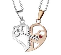 ChicLitonor Collana di Coppia a Forma di Cuore, Collana Puzzle a Forma di Cuore, Collana con Doppio Ciondolo dal Design Semplice E Moderno, Oro