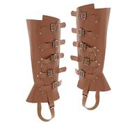 ChicLitonor Copriscarpe con Gambali Medievali in Pelle, per Costume da Cavaliere Vichingo, con Cinturino, per Uomo E Donna, per Cosplay E Escursionismo, Marrone