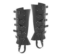 ChicLitonor Copriscarpe con Gambali Medievali in Pelle, per Costume da Cavaliere Vichingo, con Cinturino, per Uomo E Donna, per Cosplay E Escursionismo, Nero