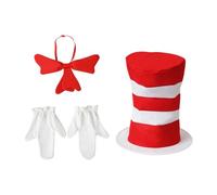 ChicLitonor Set Costume con Cilindro, Guanti E Papillon, Accessorio per Costume da Gatto per Giochi di Ruolo, Feste a Tema, Festival E Cosplay, Papillon in Tessuto
