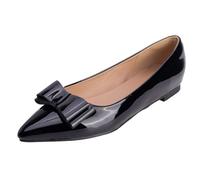 CHICMARK Ballerine con punta a punta, decorazione con fiocco e design comodo, suola piatta da 1 cm, suola da corsa antiscivolo per tutti i giorni, Nero , 32 EU