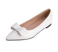 CHICMARK Ballerine con punta a punta, decorazione con fiocco e design comodo, suola piatta da 1 cm, suola da corsa antiscivolo per tutti i giorni, bianco, 40 EU