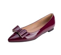 CHICMARK Ballerine con punta a punta, decorazione con fiocco e design comodo, suola piatta da 1 cm, suola da corsa antiscivolo per tutti i giorni, borgogna, 43 EU