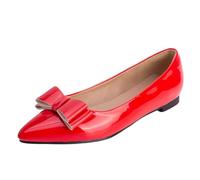 CHICMARK Ballerine con punta a punta, decorazione con fiocco e design comodo, suola piatta da 1 cm, suola da corsa antiscivolo per tutti i giorni, Colore: rosso, 32 EU