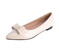 CHICMARK Ballerine con punta a punta, decorazione con fiocco e design comodo, suola piatta da 1 cm, suola da corsa antiscivolo per tutti i giorni, beige., 37 EU