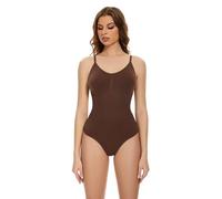 CHICMARK Body da donna con enfasi in vita, comfort elasticizzato e bottone automatico per lavoro e tempo libero, Marrone-2., 3XL
