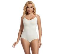 CHICMARK Body da donna con enfasi in vita, comfort elasticizzato e bottone automatico per lavoro e tempo libero, beige., 3XL
