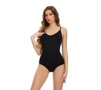 CHICMARK Body da donna con enfasi in vita, comfort elasticizzato e bottone automatico per lavoro e tempo libero, Nero/1, 3XL