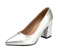 CHICMARK décolleté con tacco a blocco, tacco da 8 cm, punta da donna, effetto pelle laccata dal design classico, comode per l'ufficio e le serate, frammento, 48 EU