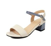CHICMARK Sandali casual da donna con tacco estivo, Blu, 34 EU