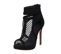 CHICMARK Sandali da donna con tacco a spillo con punta a punta, eleganti sandali per feste, Nero , 39 EU