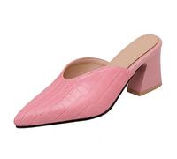 CHICMARK Sandali da sera con tappo a punta, tacco a blocco da 6,5 cm e effetto coccodrillo, comodi da indossare da donna, per feste e occasioni festive, Colore: rosa., 52 EU