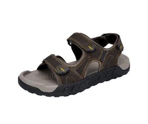 CHICMARK Sandali da uomo e donna, traspiranti, in vera pelle, casual, da spiaggia, marrone scuro., 37 EU