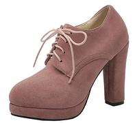 CHICMARK Scarpe stringate vintage da donna con plateau basso e tacco alto a blocco per attività aziendale/lavoro, Colore: rosa., 38 EU