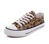 CHICMARK Sneaker da donna High/Low Top Fashion Leopard Espadrilles, Giallo Low Top, 38 EU