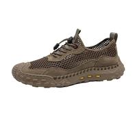 CHICMARK Sneaker da uomo comode in pelle traspirante mesh casual scarpe da corsa, cachi, 43 EU