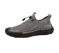 CHICMARK Sneaker da uomo comode in pelle traspirante mesh casual scarpe da corsa, grigio., 39 EU