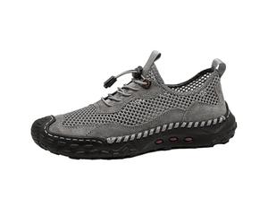 CHICMARK Sneaker da uomo comode in pelle traspirante mesh casual scarpe da corsa, grigio., 39 EU