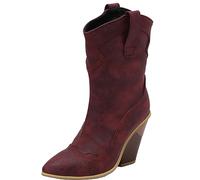 CHICMARK Stivaletti invernali da donna con punta e zeppa, Rosso vino 1, 34 EU